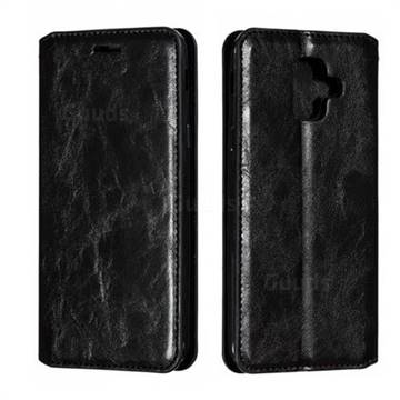 Retro Slim Magnetic Crazy Horse PU Leather Wallet Case for Samsung Galaxy A6 (2018) - Black