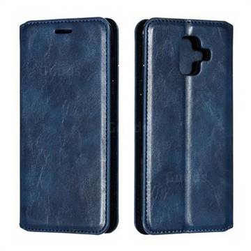Retro Slim Magnetic Crazy Horse PU Leather Wallet Case for Samsung Galaxy A6 (2018) - Blue