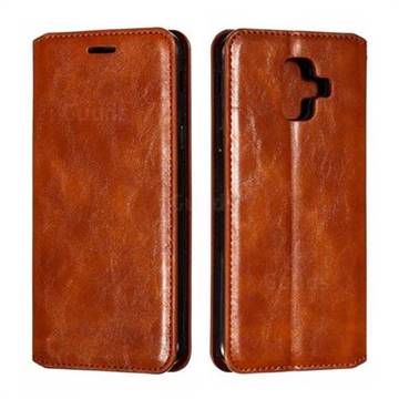 Retro Slim Magnetic Crazy Horse PU Leather Wallet Case for Samsung Galaxy A6 (2018) - Brown