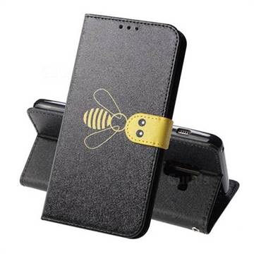 Silk Texture Bee Pattern Leather Phone Case for Samsung Galaxy A6 (2018) - Black