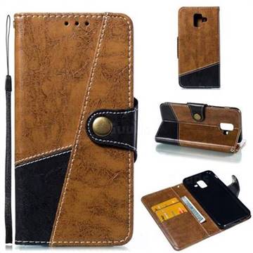 Retro Magnetic Stitching Wallet Flip Cover for Samsung Galaxy A6 (2018) - Brown