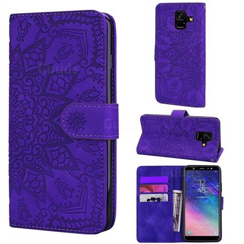 Retro Embossing Mandala Flower Leather Wallet Case for Samsung Galaxy A6 (2018) - Purple