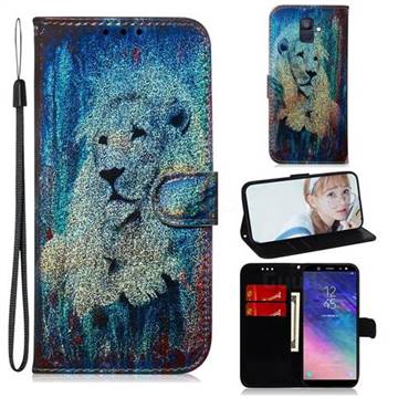 White Lion Laser Shining Leather Wallet Phone Case for Samsung Galaxy A6 (2018)