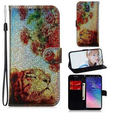 Tiger Rose Laser Shining Leather Wallet Phone Case for Samsung Galaxy A6 (2018)