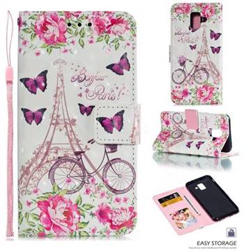 Bicycle Flower Tower 3D Painted Leather Phone Wallet Case for Samsung Galaxy A6 (2018)