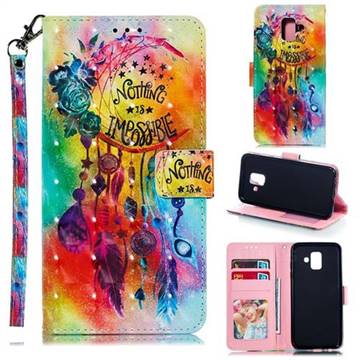 Flower Wind Chimes 3D Painted Leather Phone Wallet Case for Samsung Galaxy A6 (2018)