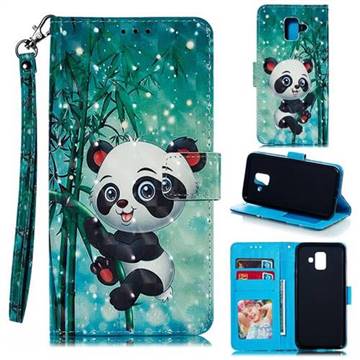 Cute Panda 3D Painted Leather Phone Wallet Case for Samsung Galaxy A6 (2018)