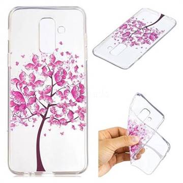 Pink Butterfly Tree Super Clear Soft TPU Back Cover for Samsung Galaxy A6 Plus (2018)