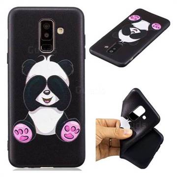 Lovely Panda 3D Embossed Relief Black Soft Back Cover for Samsung Galaxy A6 Plus (2018)