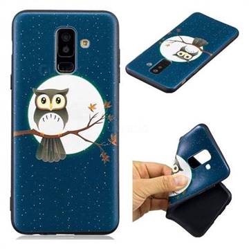 Moon and Owl 3D Embossed Relief Black Soft Back Cover for Samsung Galaxy A6 Plus (2018)
