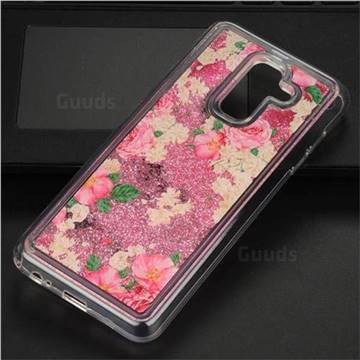 Rose Flower Glassy Glitter Quicksand Dynamic Liquid Soft Phone Case for Samsung Galaxy A6 Plus (2018)
