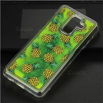 Pineapple Glassy Glitter Quicksand Dynamic Liquid Soft Phone Case for Samsung Galaxy A6 Plus (2018)