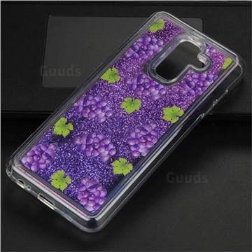 Purple Grape Glassy Glitter Quicksand Dynamic Liquid Soft Phone Case for Samsung Galaxy A6 Plus (2018)