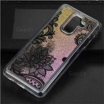 Diagonal Lace Glassy Glitter Quicksand Dynamic Liquid Soft Phone Case for Samsung Galaxy A6 Plus (2018)