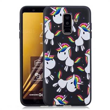 Rainbow Unicorn 3D Embossed Relief Black Soft Back Cover for Samsung Galaxy A6 Plus (2018)