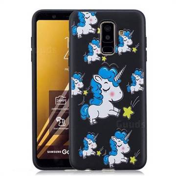 Blue Unicorn 3D Embossed Relief Black Soft Back Cover for Samsung Galaxy A6 Plus (2018)
