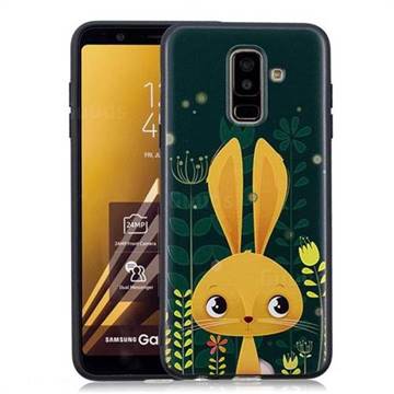 Cute Rabbit 3D Embossed Relief Black Soft Back Cover for Samsung Galaxy A6 Plus (2018)