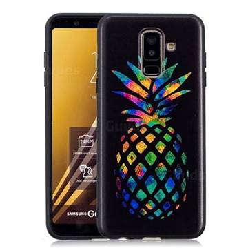 Colorful Pineapple 3D Embossed Relief Black Soft Back Cover for Samsung Galaxy A6 Plus (2018)