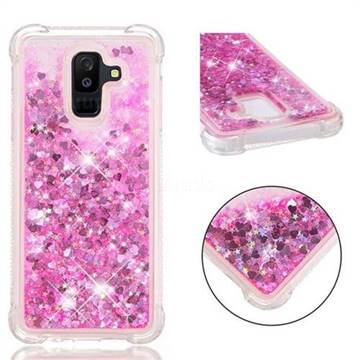 Dynamic Liquid Glitter Sand Quicksand TPU Case for Samsung Galaxy A6 Plus (2018) - Pink Love Heart