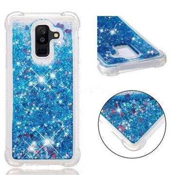 Dynamic Liquid Glitter Sand Quicksand TPU Case for Samsung Galaxy A6 Plus (2018) - Blue Love Heart