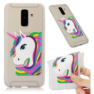 Rainbow Unicorn Soft 3D Silicone Case for Samsung Galaxy A6 Plus (2018) - Translucent White