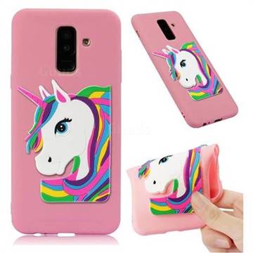 Rainbow Unicorn Soft 3D Silicone Case for Samsung Galaxy A6 Plus (2018) - Pink
