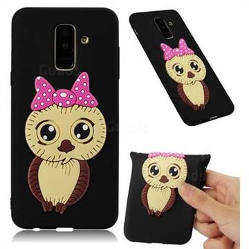 Bowknot Girl Owl Soft 3D Silicone Case for Samsung Galaxy A6 Plus (2018) - Black