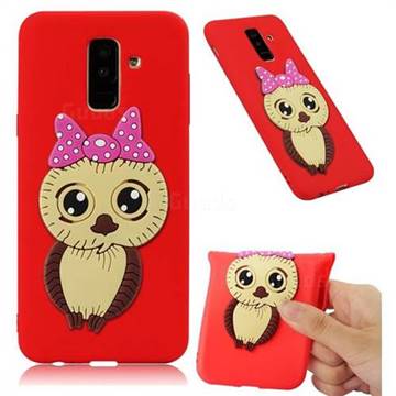 Bowknot Girl Owl Soft 3D Silicone Case for Samsung Galaxy A6 Plus (2018) - Red