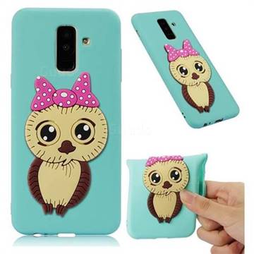 Bowknot Girl Owl Soft 3D Silicone Case for Samsung Galaxy A6 Plus (2018) - Sky Blue
