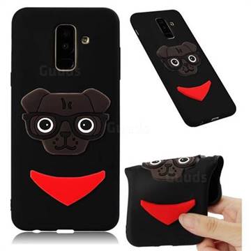 Glasses Dog Soft 3D Silicone Case for Samsung Galaxy A6 Plus (2018) - Black