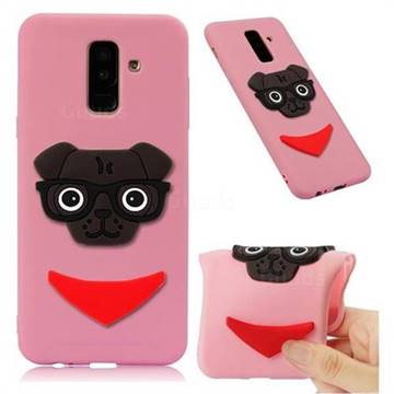 Glasses Dog Soft 3D Silicone Case for Samsung Galaxy A6 Plus (2018) - Pink