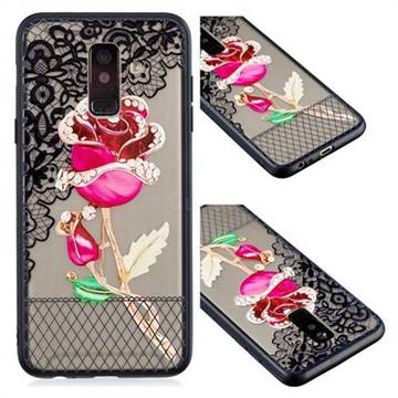 Rose Lace Diamond Flower Soft TPU Back Cover for Samsung Galaxy A6 Plus (2018)