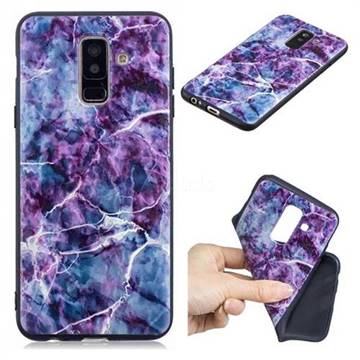 Marble 3D Embossed Relief Black TPU Cell Phone Back Cover for Samsung Galaxy A6 Plus (2018)