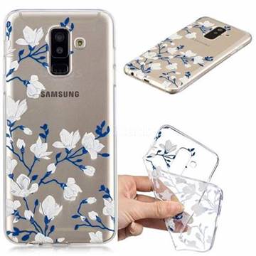Magnolia Flower Clear Varnish Soft Phone Back Cover for Samsung Galaxy A6 Plus (2018)