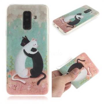 Black and White Cat IMD Soft TPU Cell Phone Back Cover for Samsung Galaxy A6 Plus (2018)