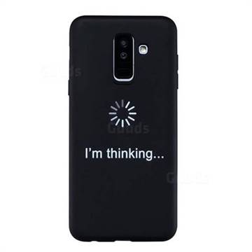 Thinking Stick Figure Matte Black TPU Phone Cover for Samsung Galaxy A6 Plus (2018)