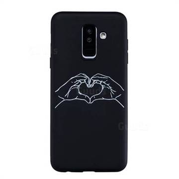Heart Hand Stick Figure Matte Black TPU Phone Cover for Samsung Galaxy A6 Plus (2018)