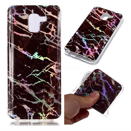 Black Brown Marble Pattern Bright Color Laser Soft TPU Case for Samsung Galaxy A6 Plus (2018)