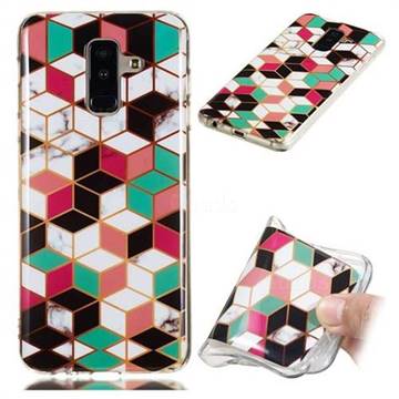Three-dimensional Square Soft TPU Marble Pattern Phone Case for Samsung Galaxy A6 Plus (2018)