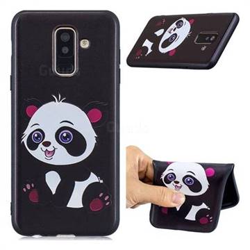Cute Pink Panda 3D Embossed Relief Black Soft Phone Back Cover for Samsung Galaxy A6 Plus (2018)