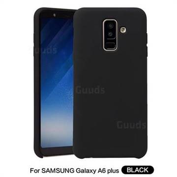 Howmak Slim Liquid Silicone Rubber Shockproof Phone Case Cover for Samsung Galaxy A6 Plus (2018) - Black