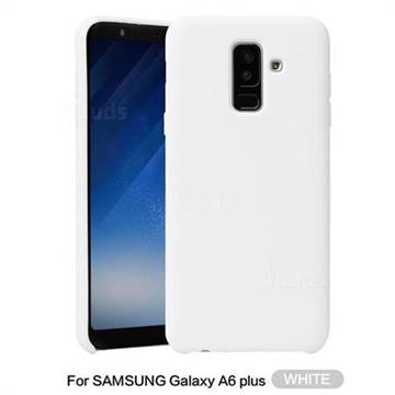 Howmak Slim Liquid Silicone Rubber Shockproof Phone Case Cover for Samsung Galaxy A6 Plus (2018) - White