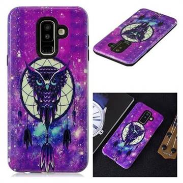 Starry Campanula Owl Pattern 2 in 1 PC + TPU Glossy Embossed Back Cover for Samsung Galaxy A6 Plus (2018)