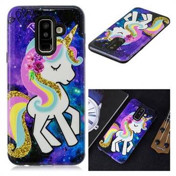 Rainbow Horse Pattern 2 in 1 PC + TPU Glossy Embossed Back Cover for Samsung Galaxy A6 Plus (2018)
