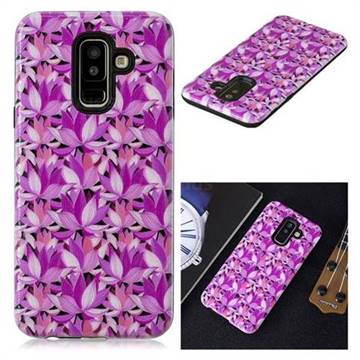 Lotus Flower Pattern 2 in 1 PC + TPU Glossy Embossed Back Cover for Samsung Galaxy A6 Plus (2018)
