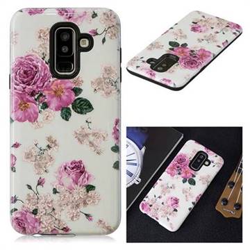 Rose Flower Pattern 2 in 1 PC + TPU Glossy Embossed Back Cover for Samsung Galaxy A6 Plus (2018)