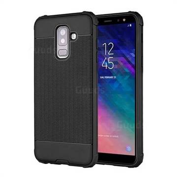 Luxury Shockproof Rubik Cube Texture Silicone TPU Back Cover for Samsung Galaxy A6 Plus (2018) - Black