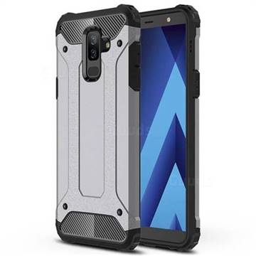 King Kong Armor Premium Shockproof Dual Layer Rugged Hard Cover for Samsung Galaxy A6 Plus (2018) - Silver Grey