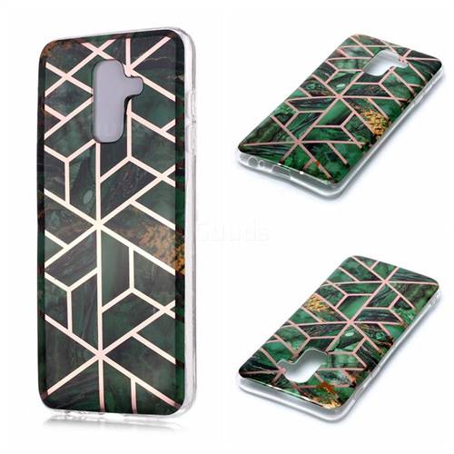 Green Rhombus Galvanized Rose Gold Marble Phone Back Cover for Samsung Galaxy A6 Plus (2018)
