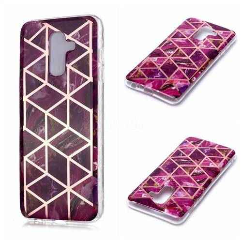 Purple Rhombus Galvanized Rose Gold Marble Phone Back Cover for Samsung Galaxy A6 Plus (2018)